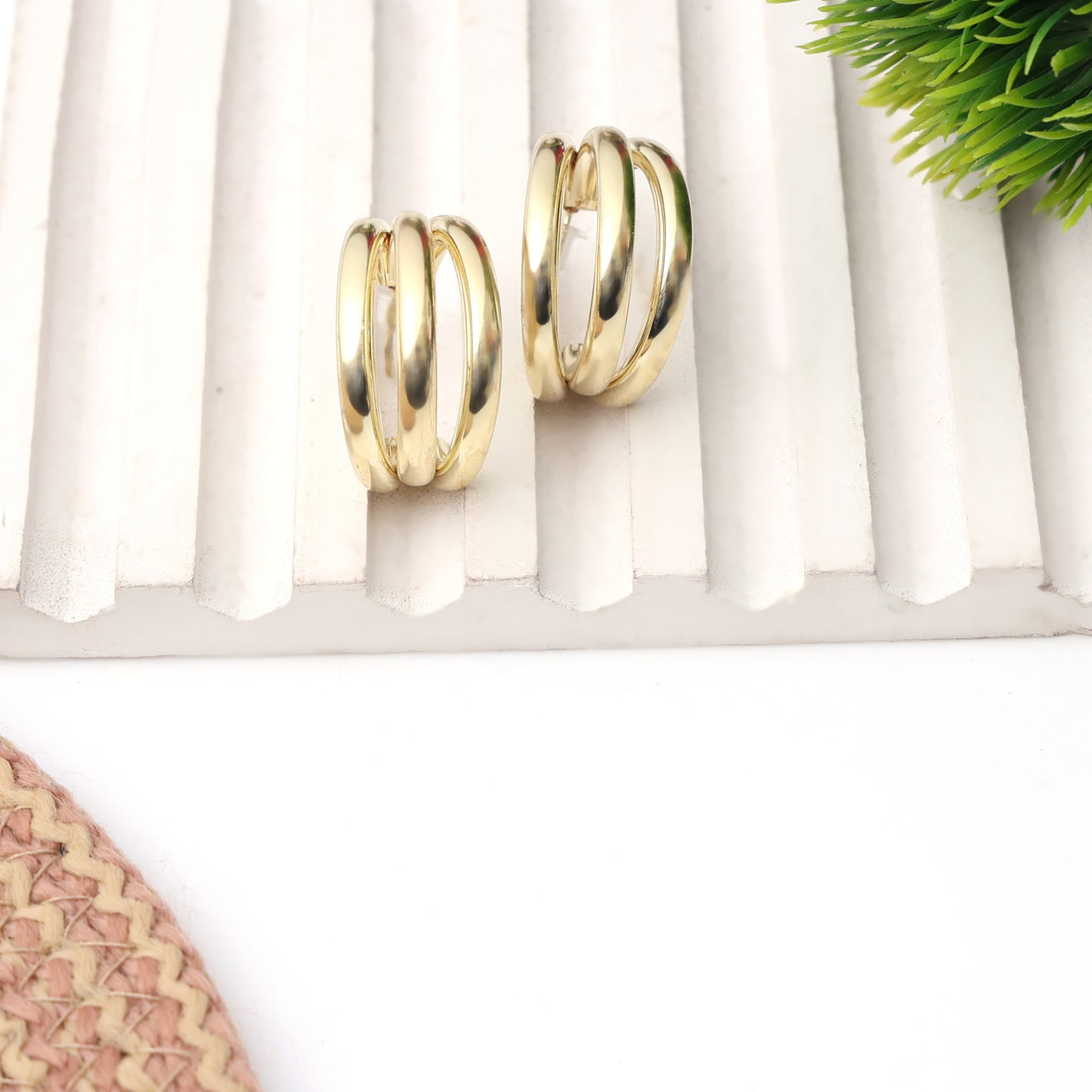 Triple Layered Gold Hoop Earrings