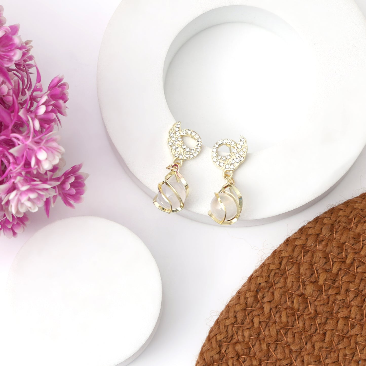 Elegant Gold Crystal Drop Earrings