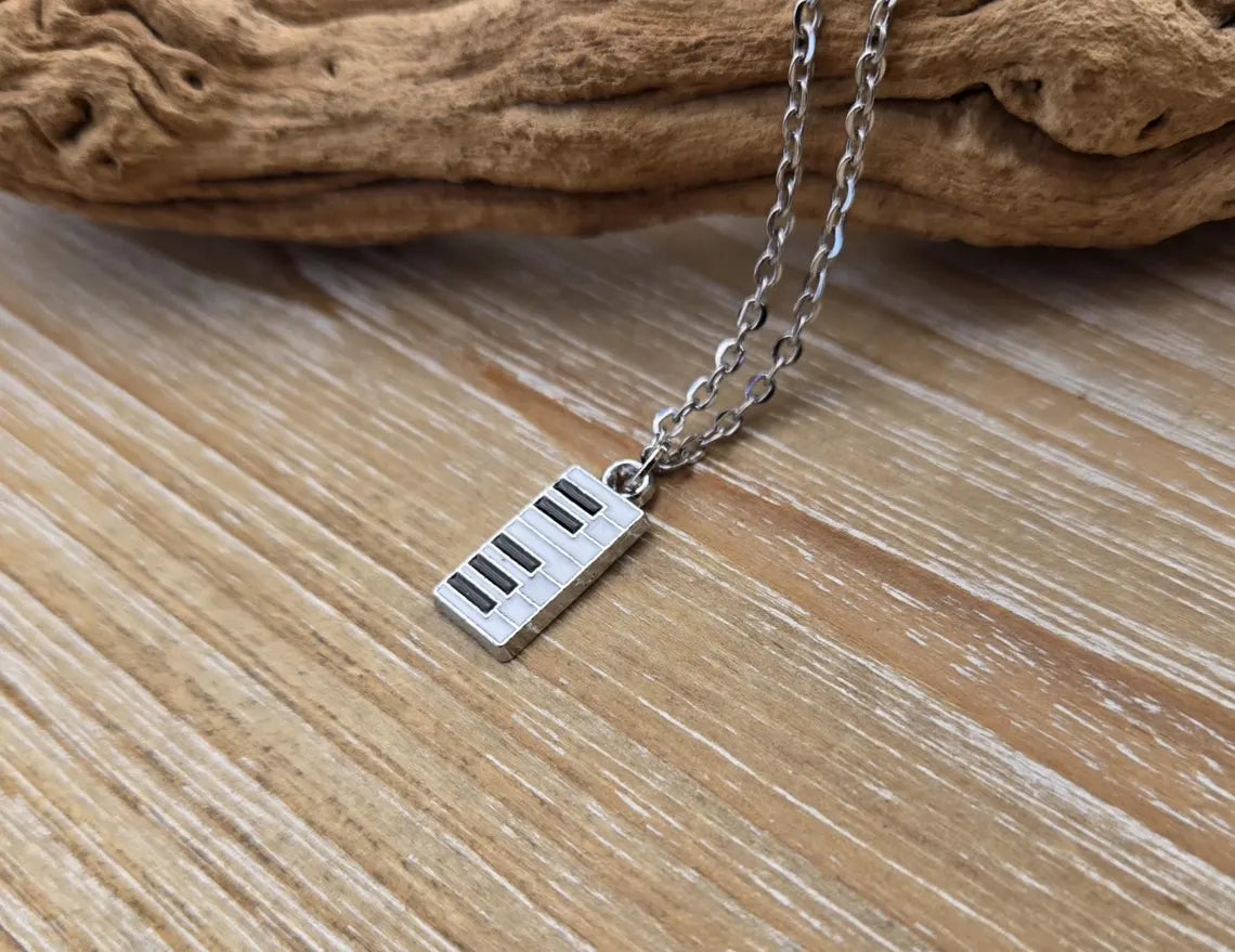 Black & White Enamel Piano Necklace