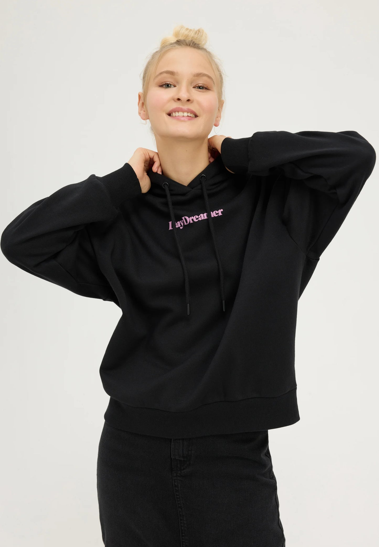 DayDreamer Oversized Black Hoodie for Women