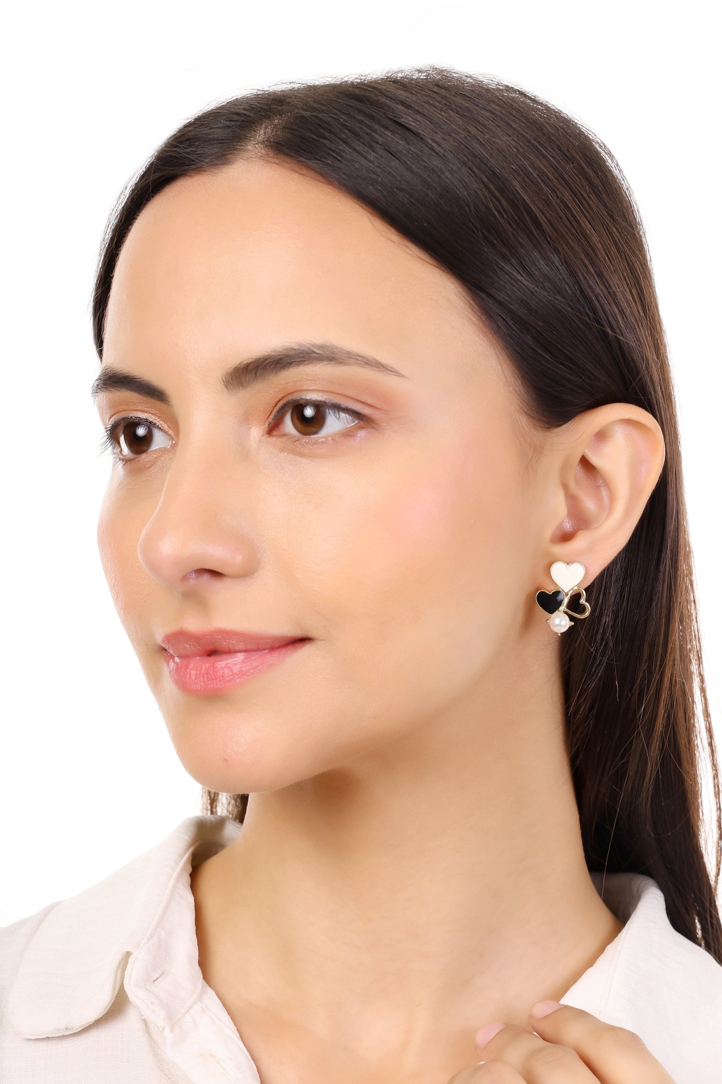 Chic Heart Cluster Pearl Stud Earrings