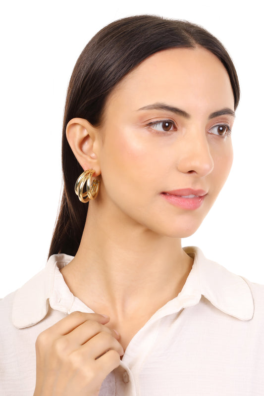 Triple Layered Gold Hoop Earrings