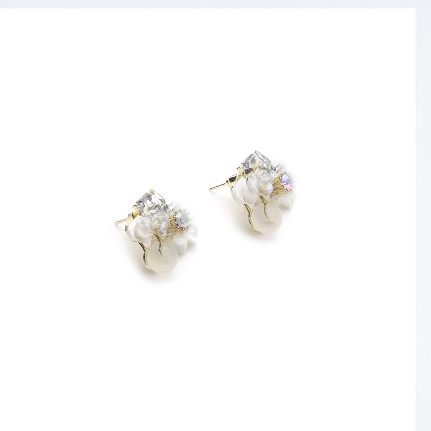 Floral Crystal Cluster Stud Earrings