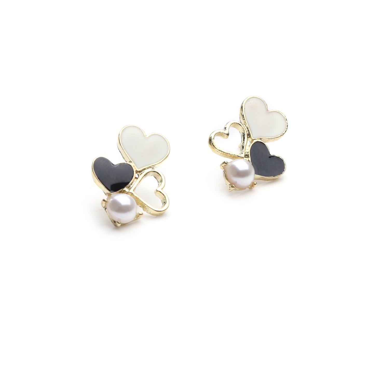 Chic Heart Cluster Pearl Stud Earrings