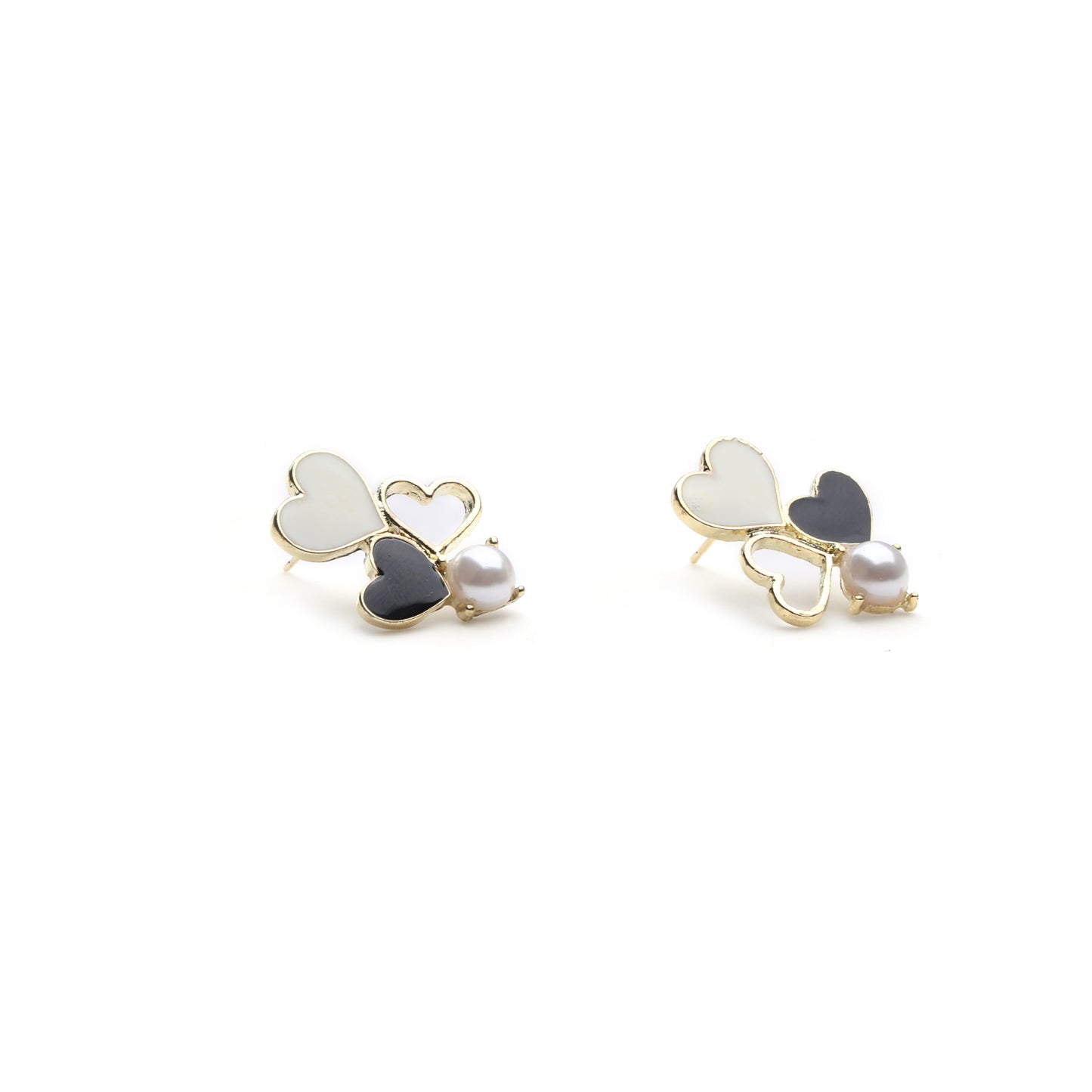 Chic Heart Cluster Pearl Stud Earrings