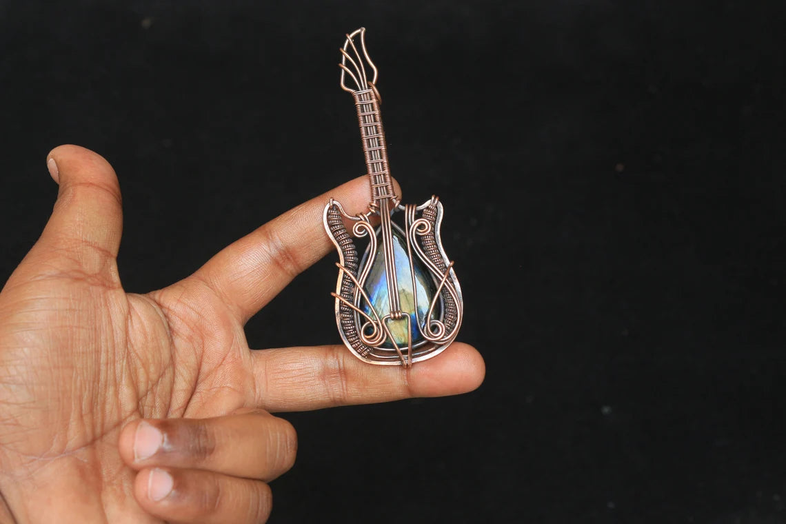 Labradorite Guitar Pendant Necklace