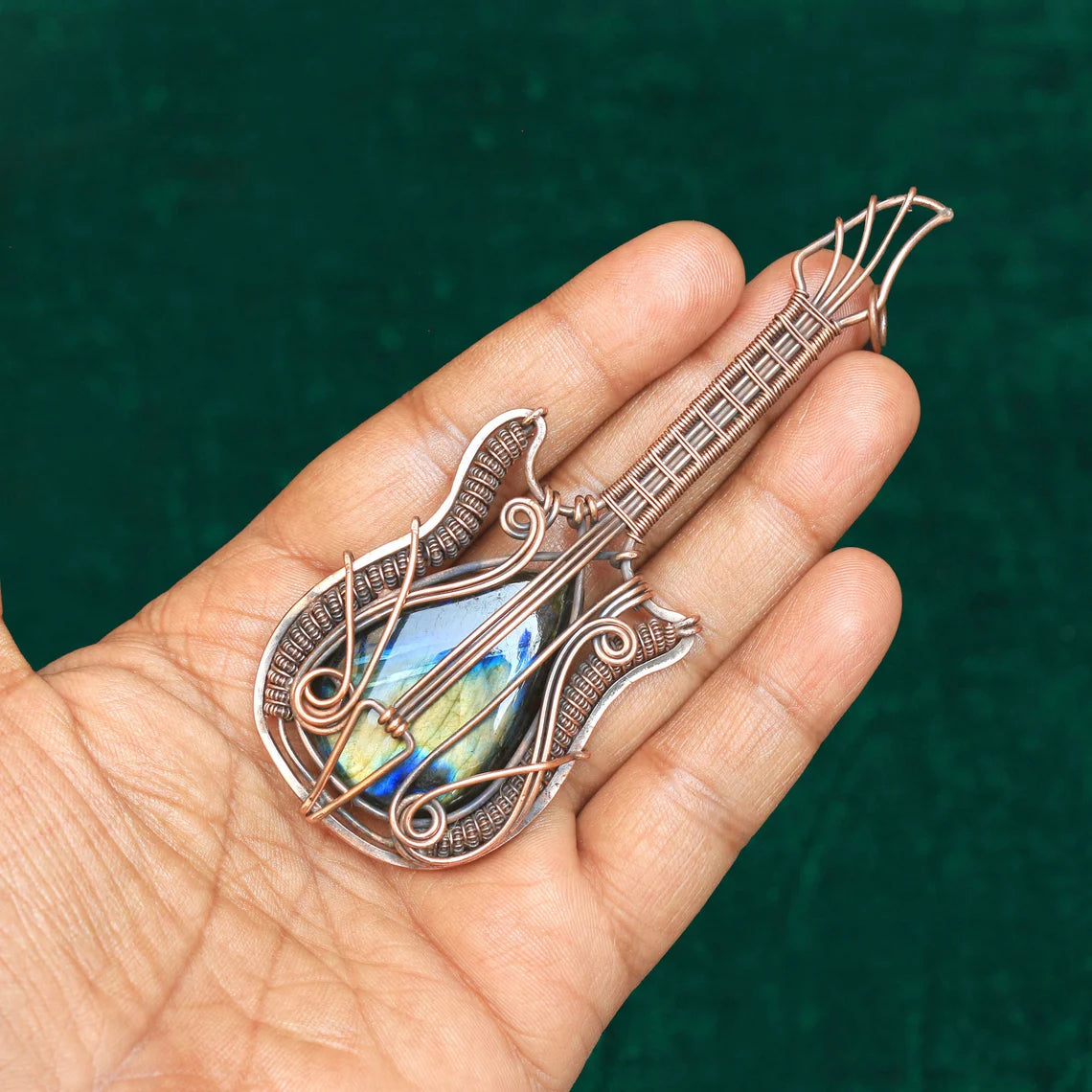 Labradorite Guitar Pendant Necklace