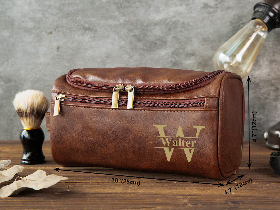 Personalized PU Leather Men’s Toiletry Bag
