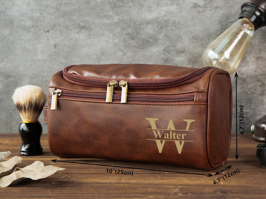 Personalized PU Leather Men’s Toiletry Bag
