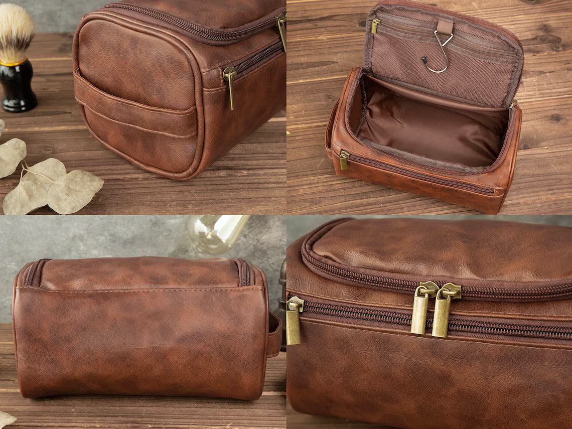 Personalized PU Leather Men’s Toiletry Bag