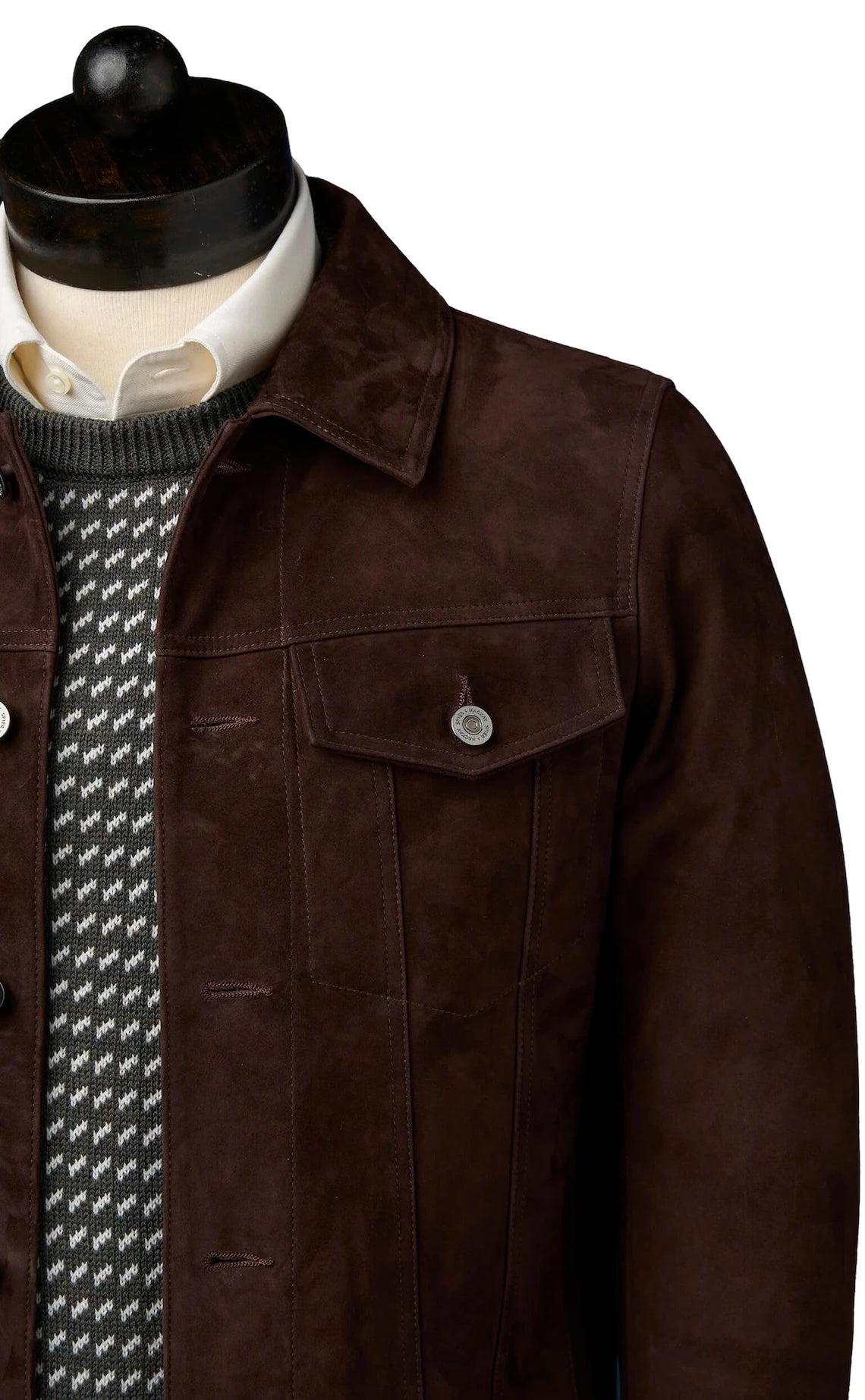 Men’s Brown Suede Leather Trucker Jacket