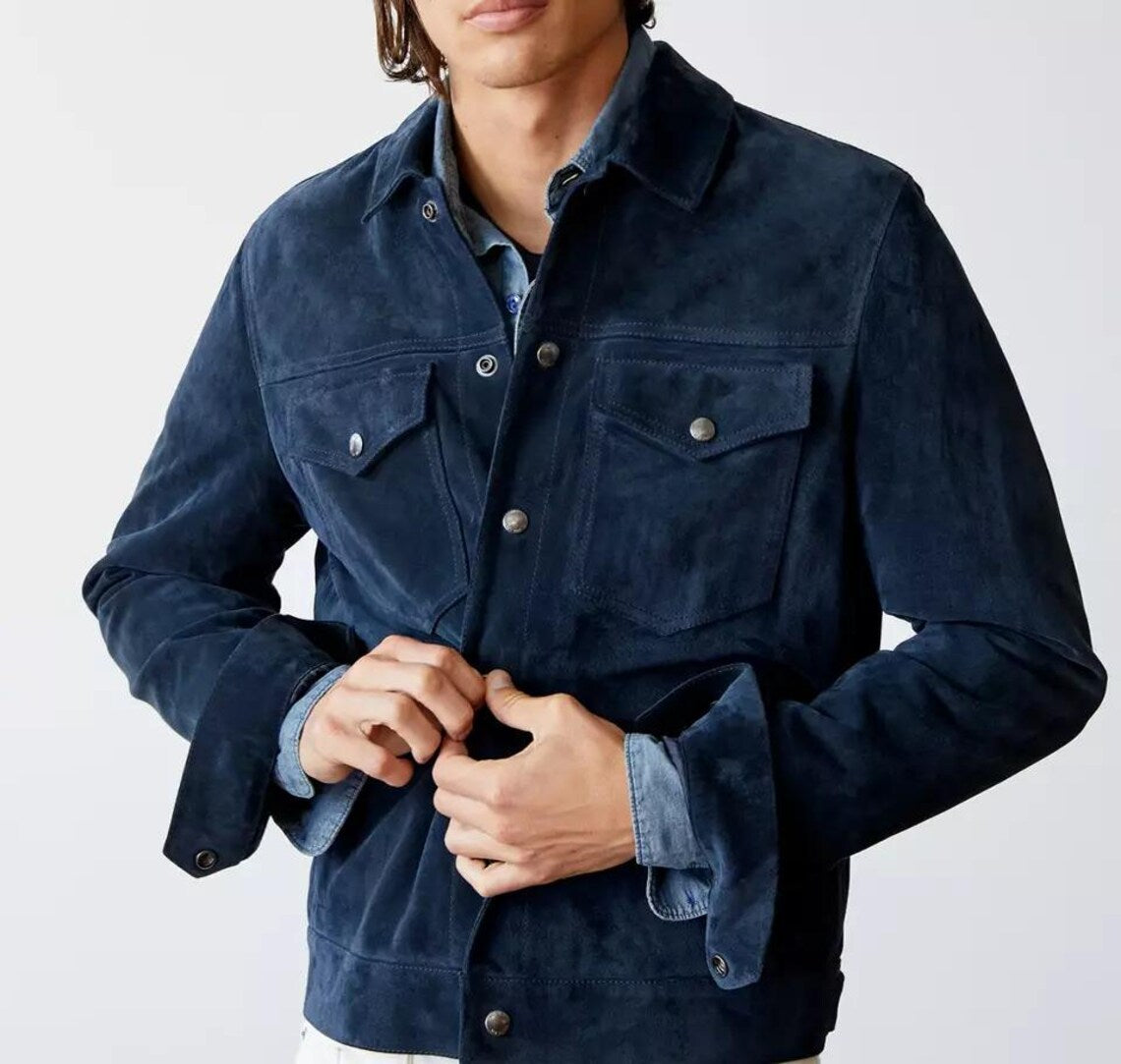 Men’s Cowhide Suede Trucker Jacket