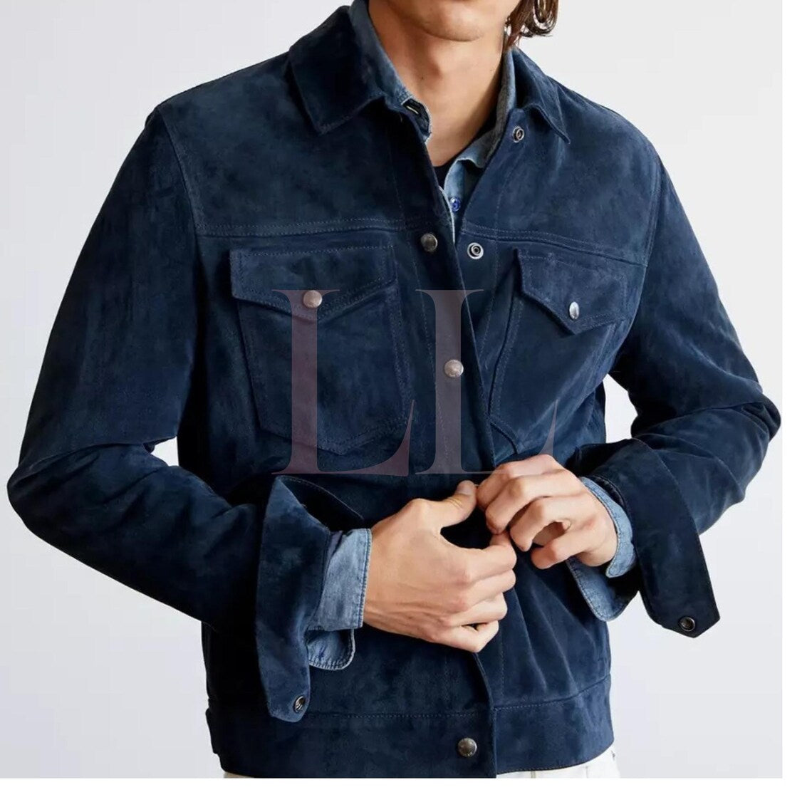 Men’s Cowhide Suede Trucker Jacket