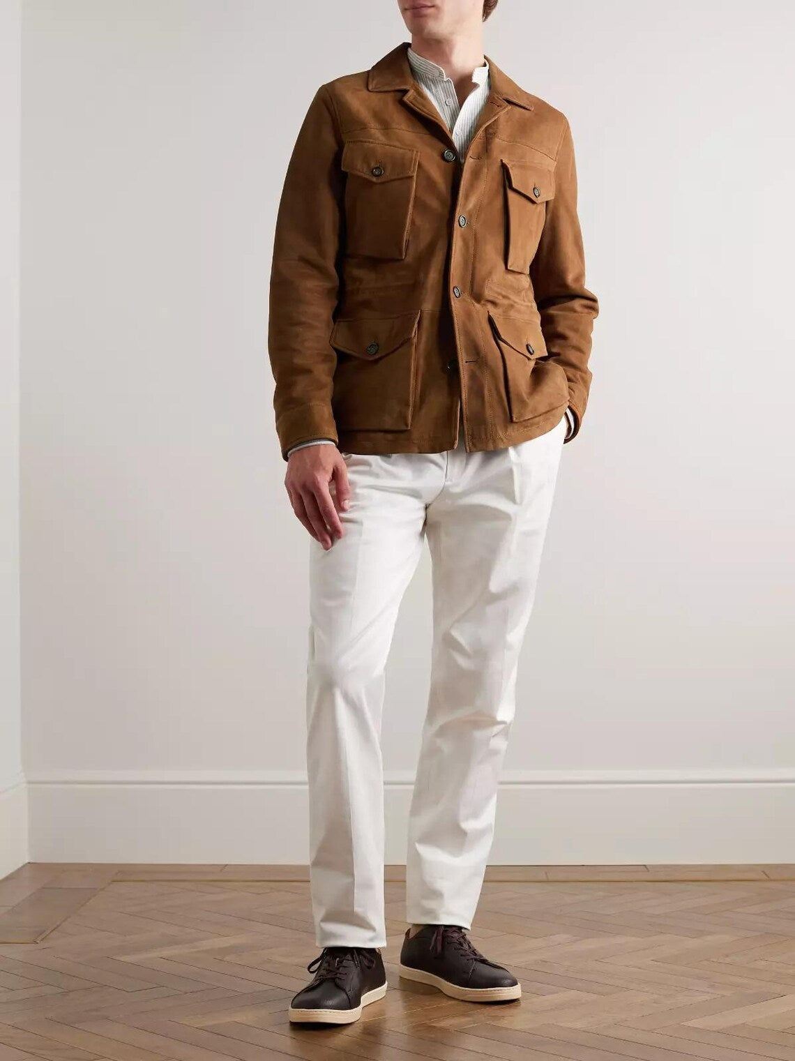 Men’s 100% Genuine Suede Leather Trucker Jacket