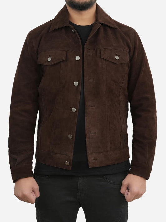 Men’s Classic Genuine Leather Trucker Jacket