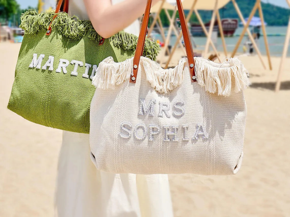 Personalized Embroidered Bohemian Canvas Tote Bag