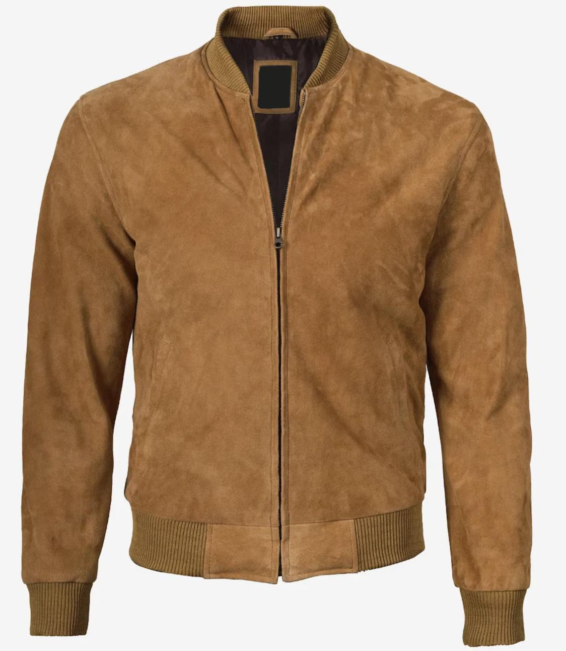 Men’s Brown Suede Leather Bomber Jacket