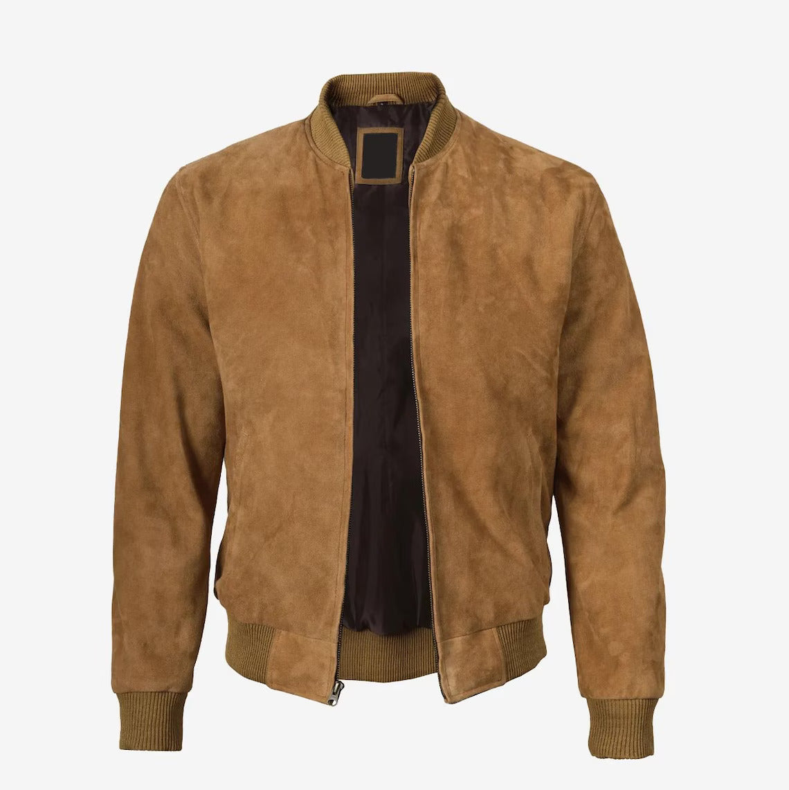 Men’s Brown Suede Leather Bomber Jacket