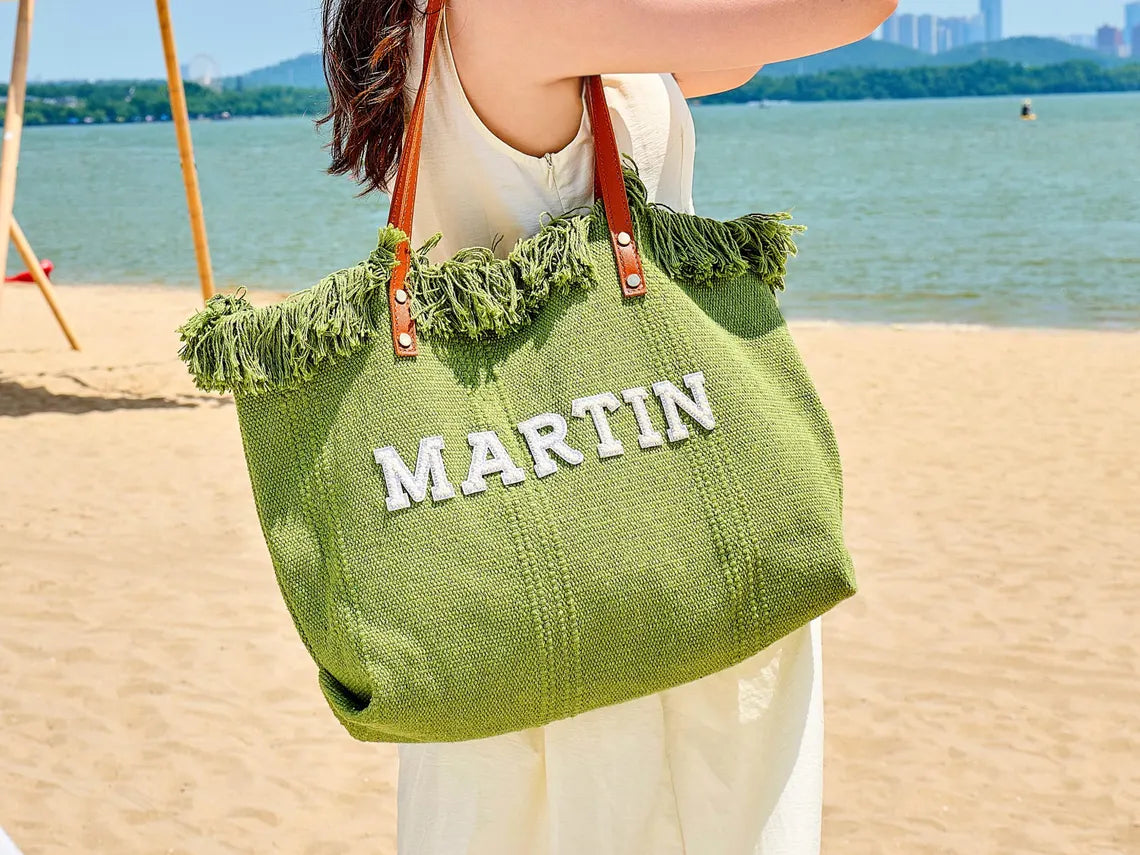 Personalized Embroidered Bohemian Canvas Tote Bag