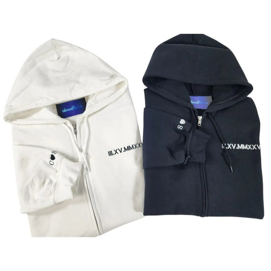 Personalized Roman Numeral Zipper Hoodie