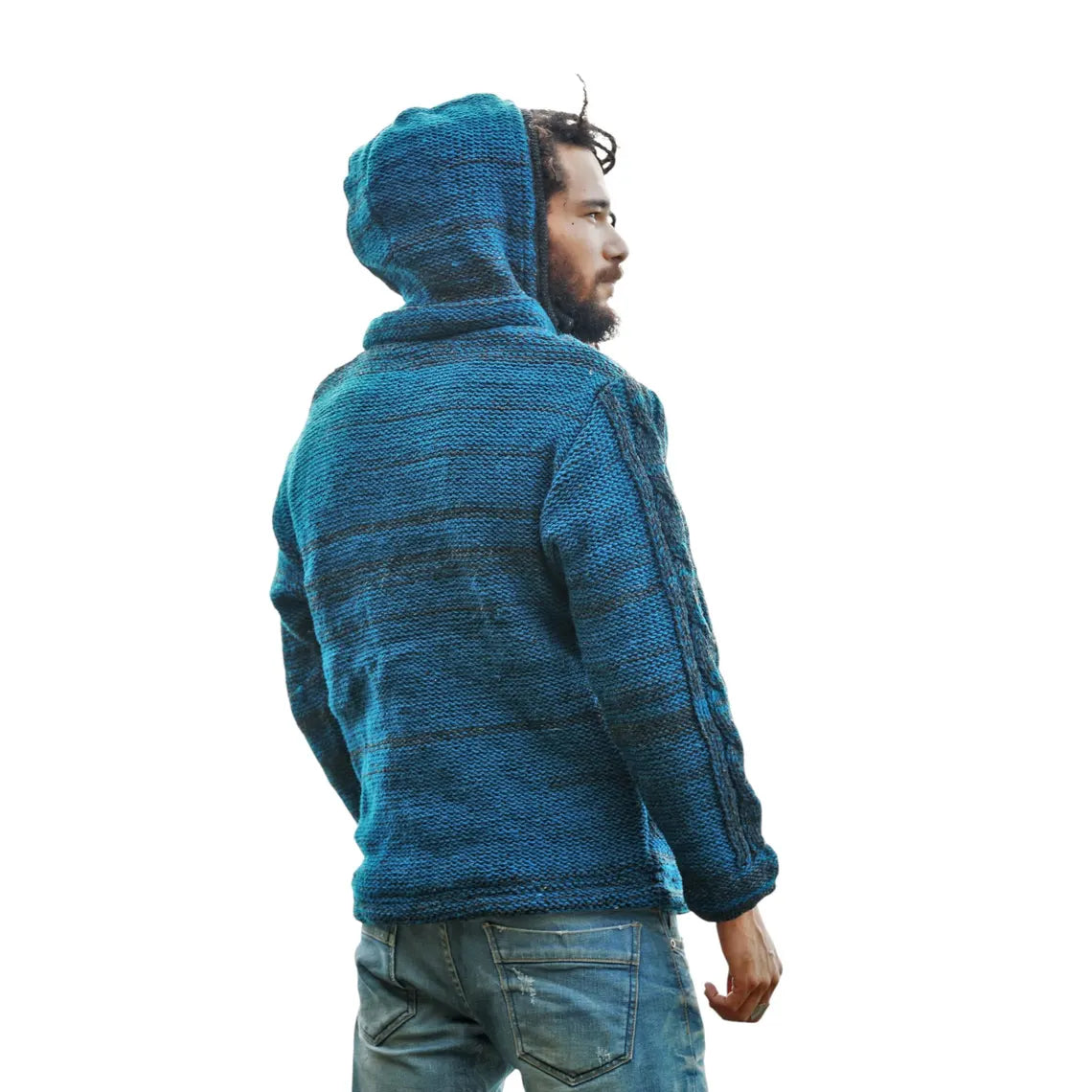 Teal Wool Aran Hoodie