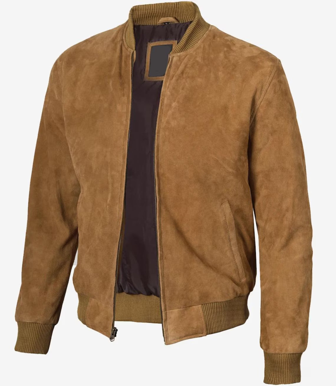 Men’s Brown Suede Leather Bomber Jacket