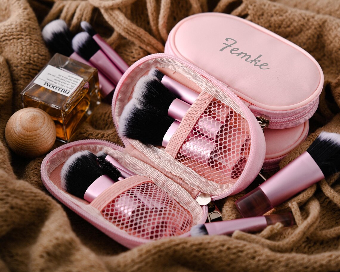 Personalized Makeup Brush Set with Travel Case