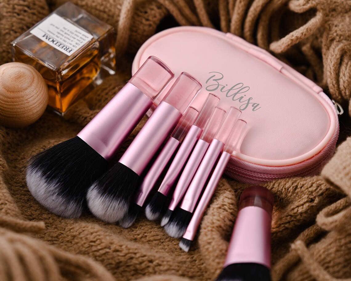Personalized Makeup Brush Set with Travel Case