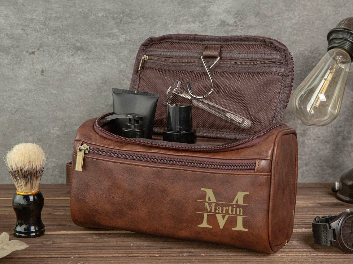 Personalized PU Leather Men’s Toiletry Bag