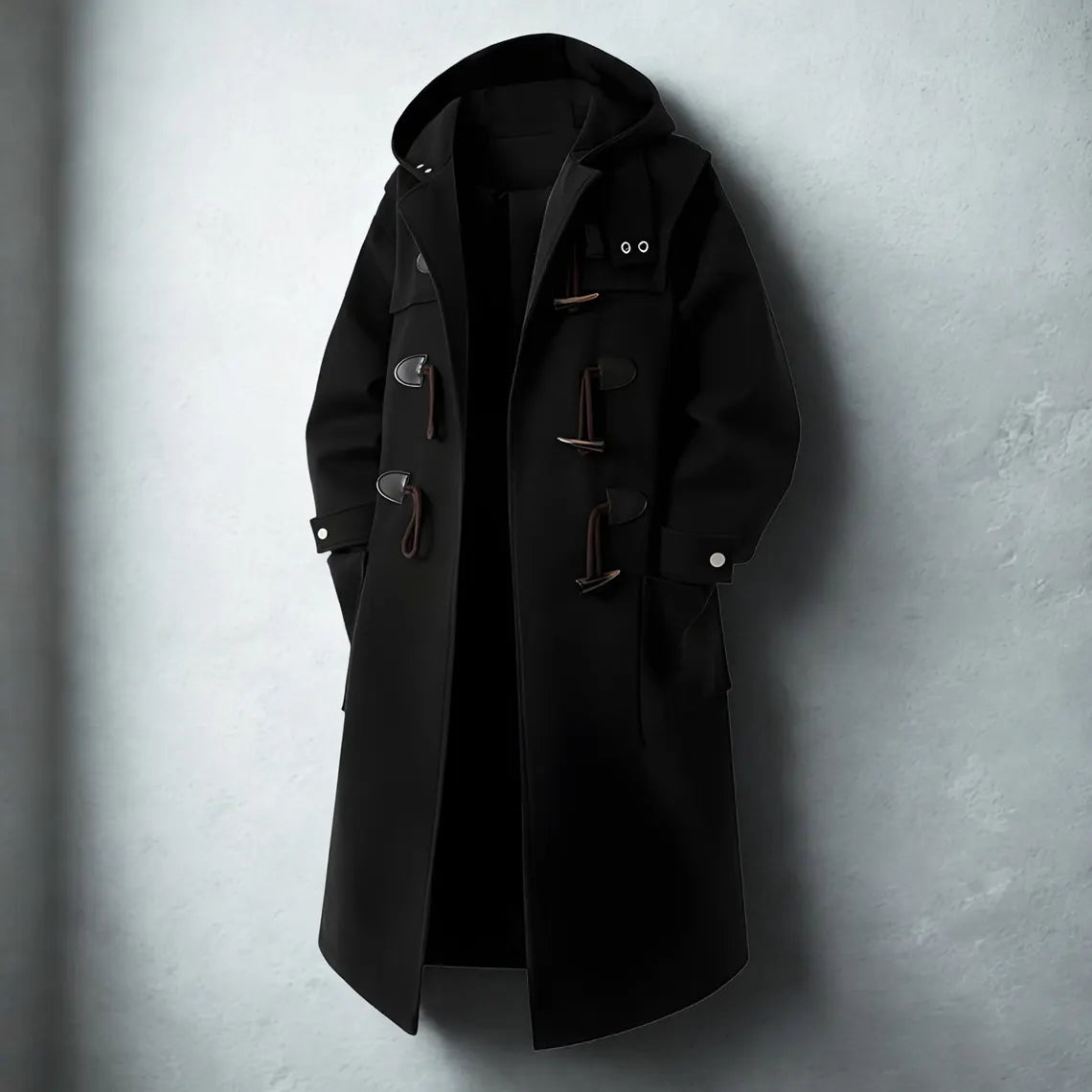 Autumn Winter Men’s Woolen Hooded Trench Coat