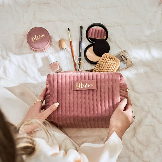 Personalized Velvet Makeup & Toiletry Bag