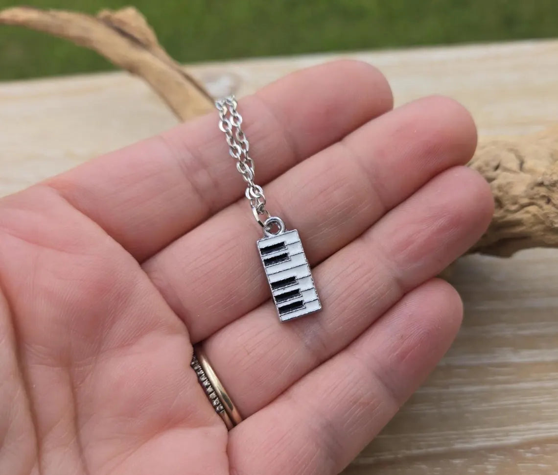 Black & White Enamel Piano Necklace