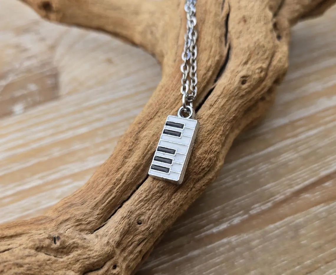 Black & White Enamel Piano Necklace