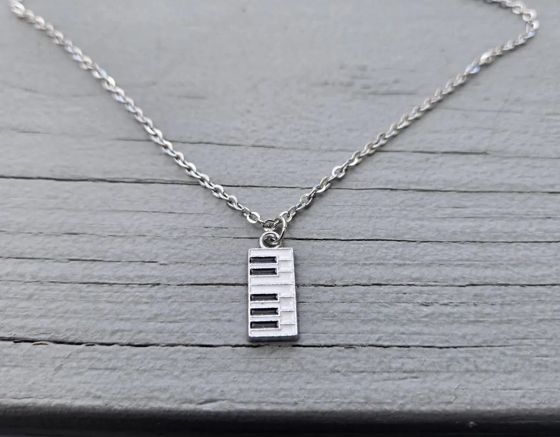 Black & White Enamel Piano Necklace