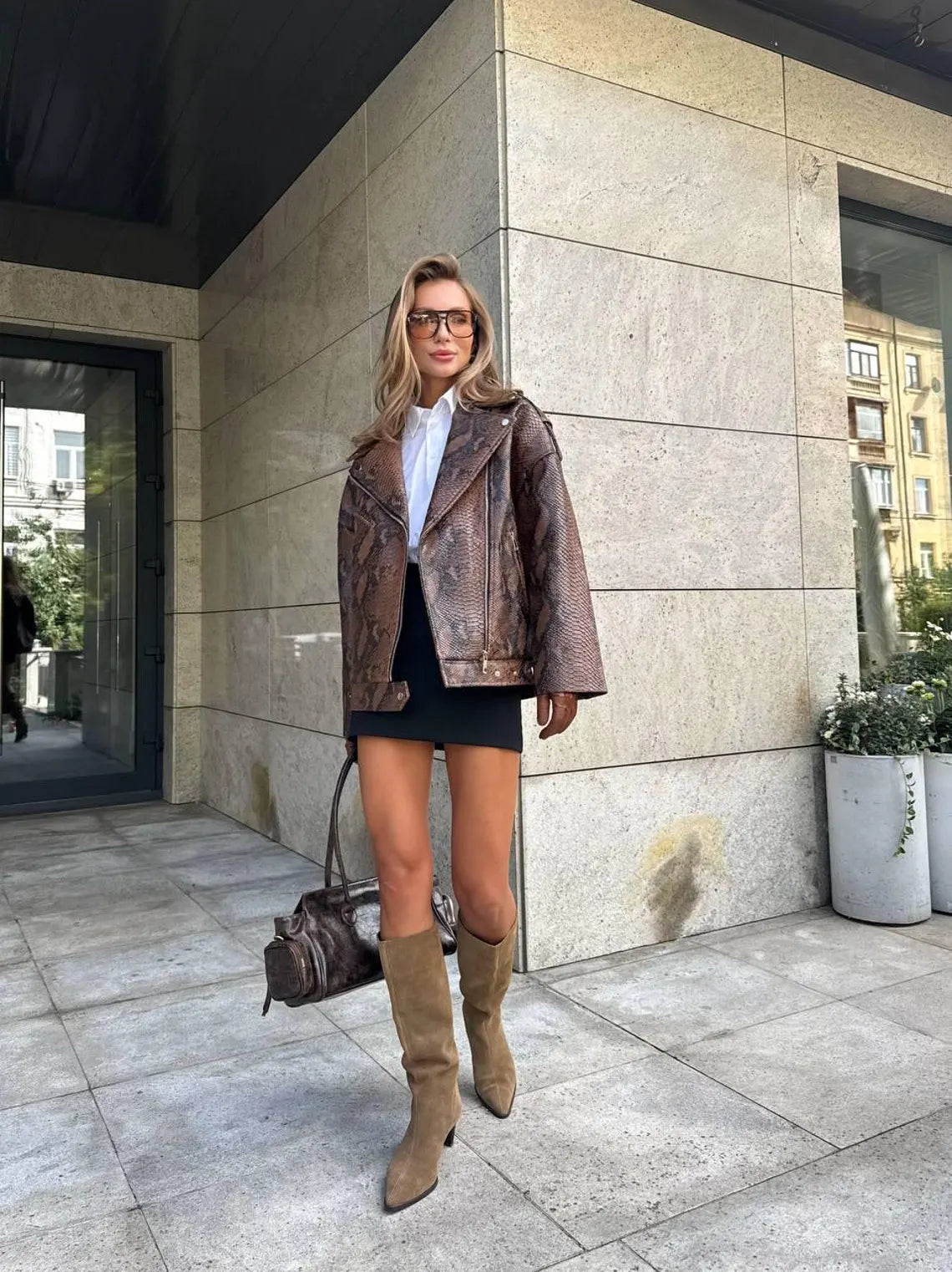 Women’s Oversized Python-Pattern Jacket