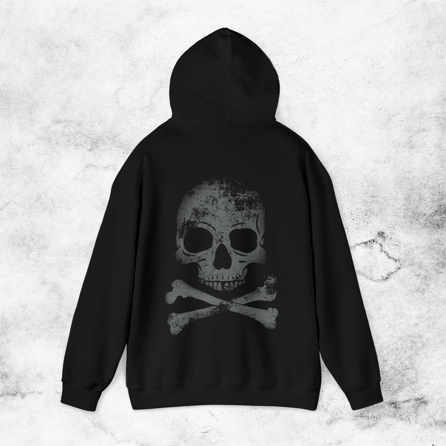 Black Distressed Skull Hoodie Sweatshirt