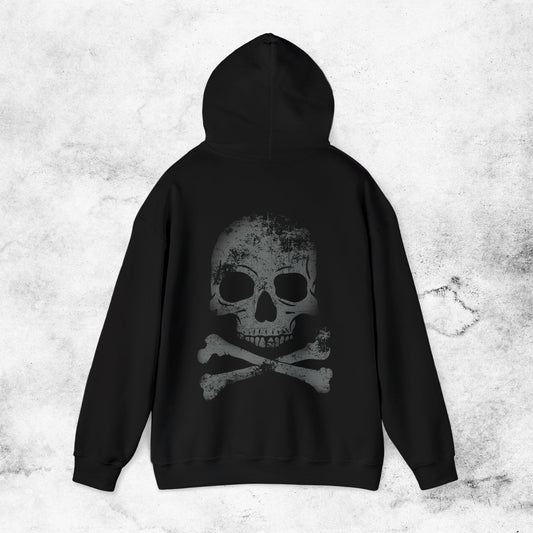 Black Distressed Skull Hoodie Sweatshirt